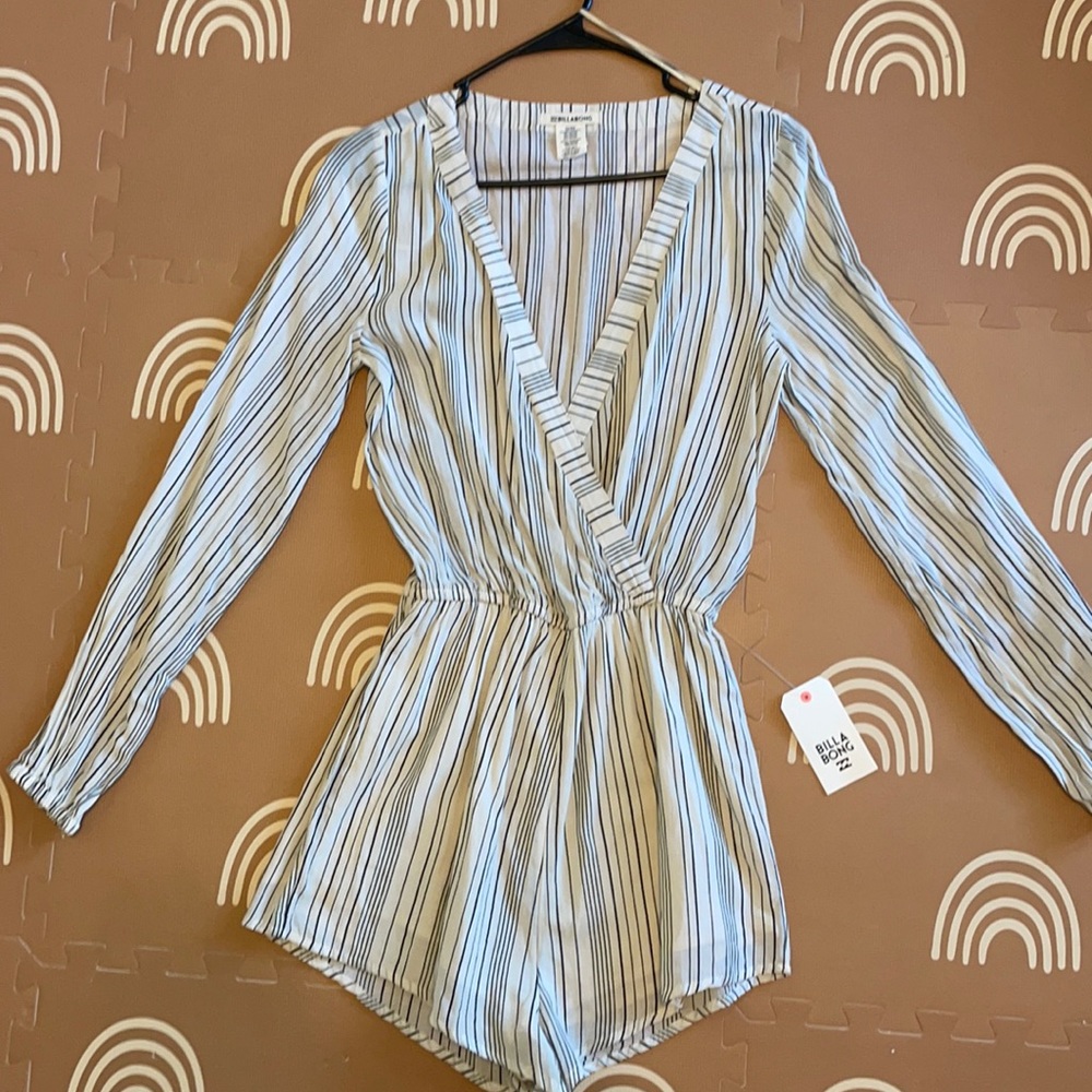 Billabong Black and white striped romper